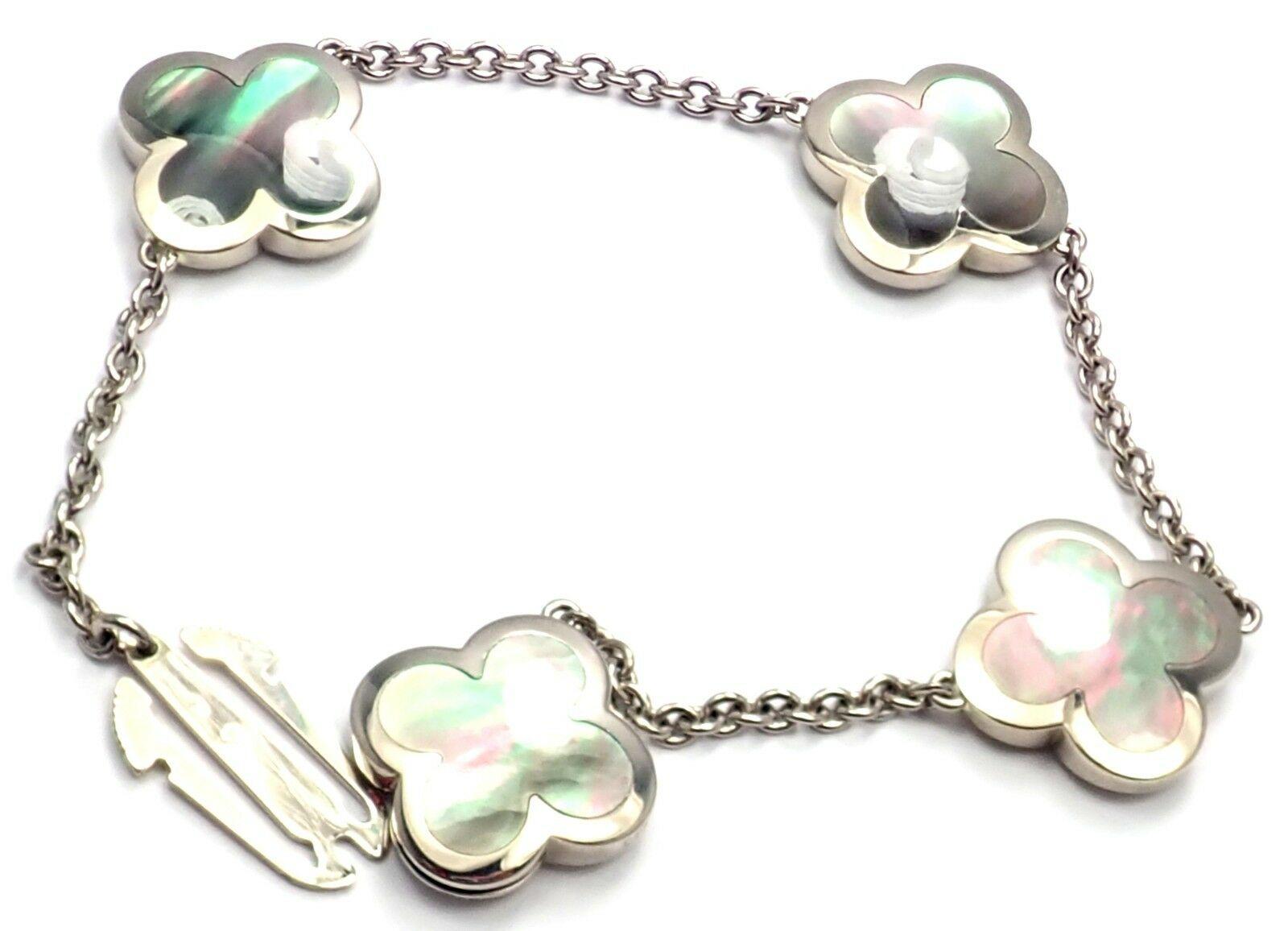 Women's or Men's Van Cleef & Arpels Pure Alhambra Grey Mother of Pearl Gold Link Bracelet