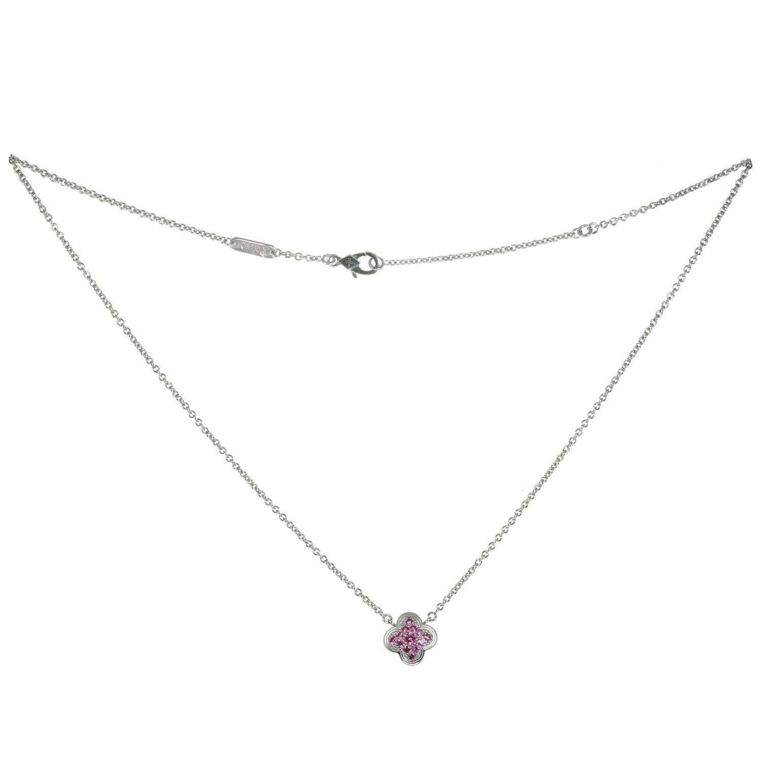 Round Cut Van Cleef & Arpels Pure Alhambra Limited Addition Pink Sapphire Necklace