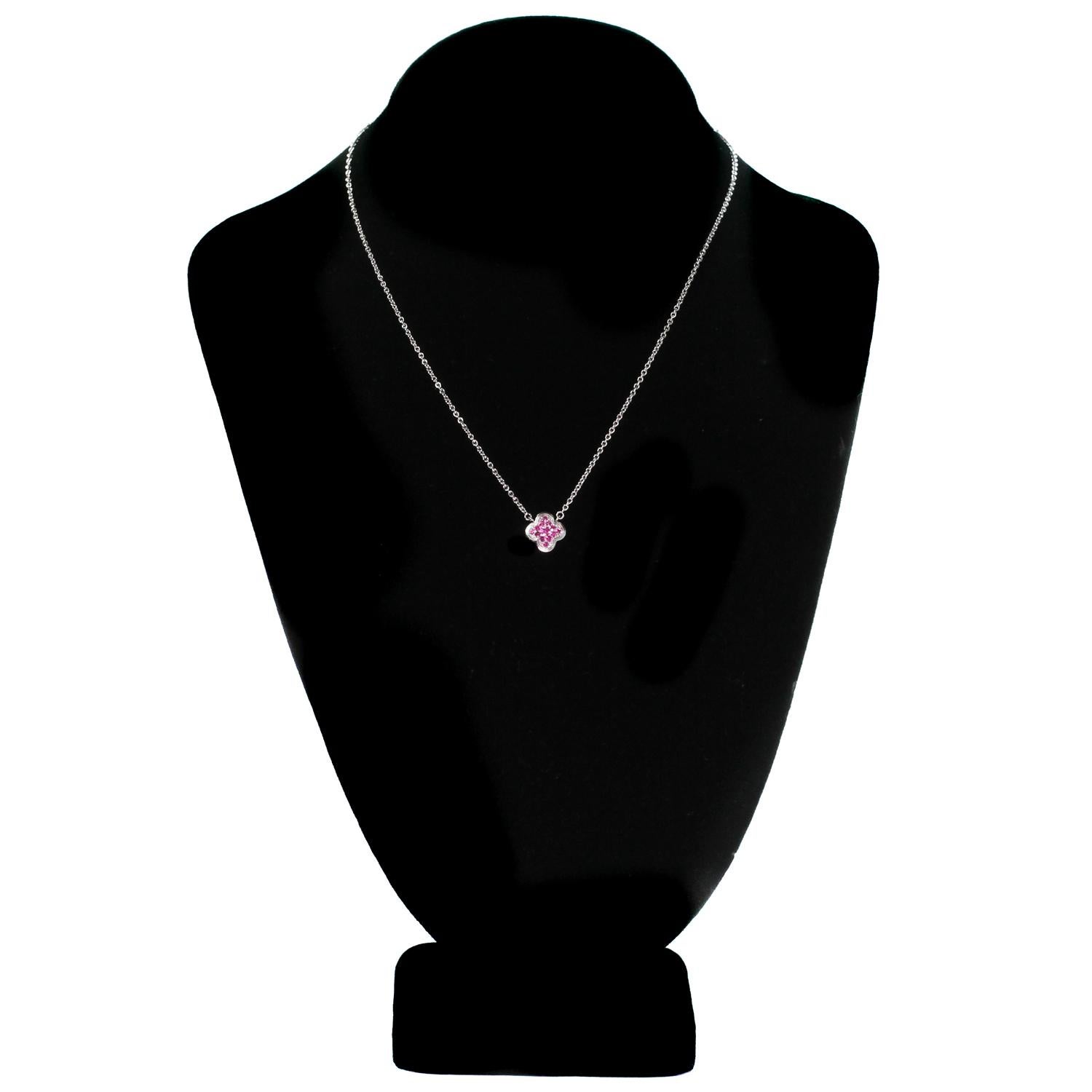 Van Cleef & Arpels Pure Alhambra Limited Pink Sapphire White Gold Necklace 2