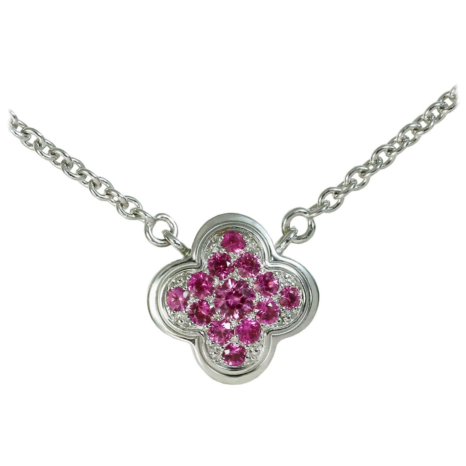 Van Cleef & Arpels Pure Alhambra Limited Pink Sapphire White Gold Necklace