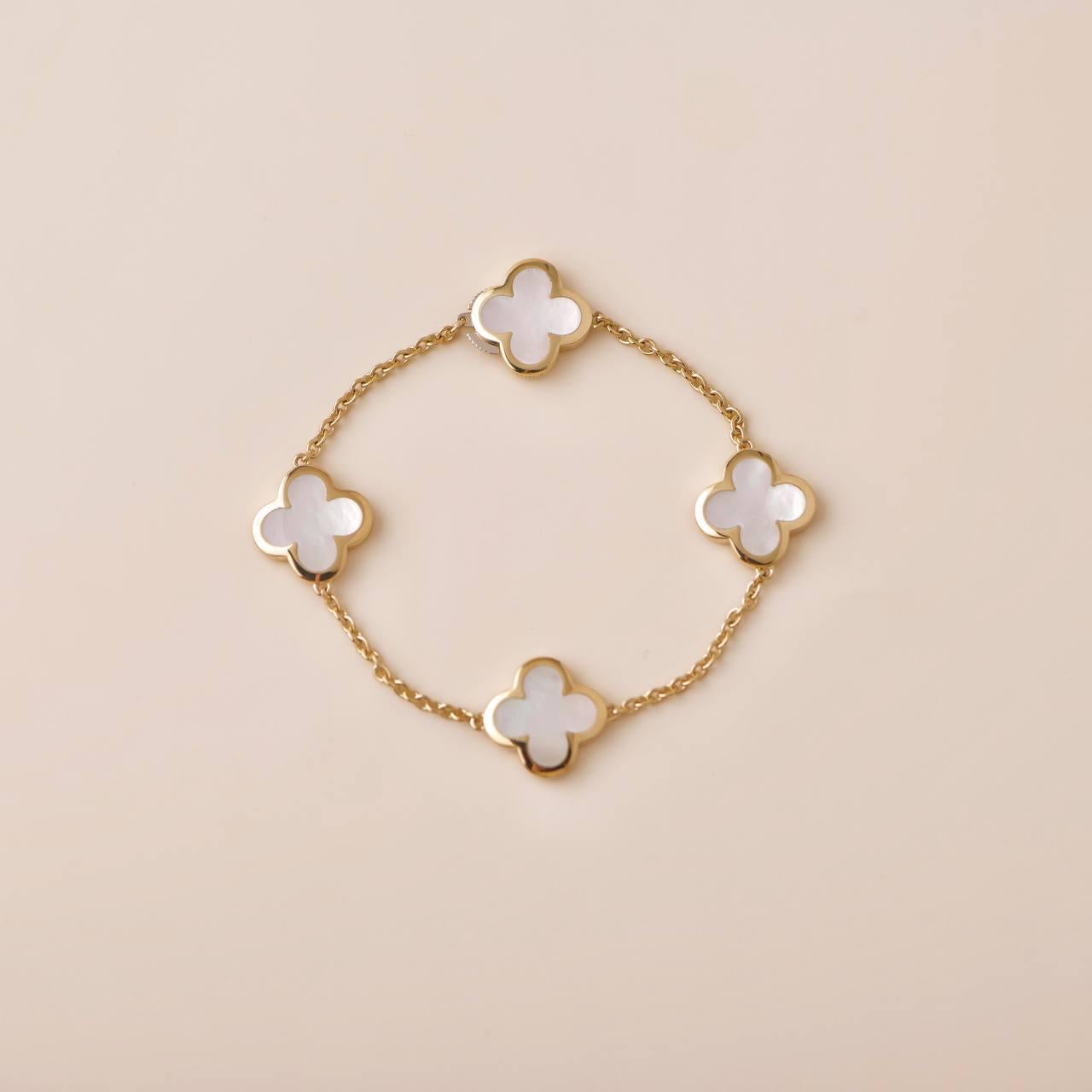 Van Cleef & Arpels Pure Alhambra Mother of Pearl 18K Yellow Gold Bracelet 2