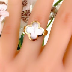 Van Cleef & Arpels Pure Alhambra Mother of Pearl 18kt Yellow Gold Ring COA