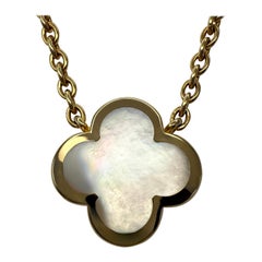 Van Cleef & Arpels Pure Alhambra Mother Of Pearl Flower 18k Yellow Gold Necklace