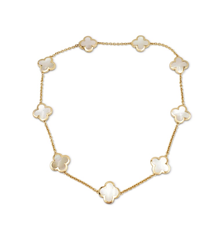 Mixed Cut Van Cleef & Arpels 'Pure Alhambra' Mother of Pearl Necklace For Sale