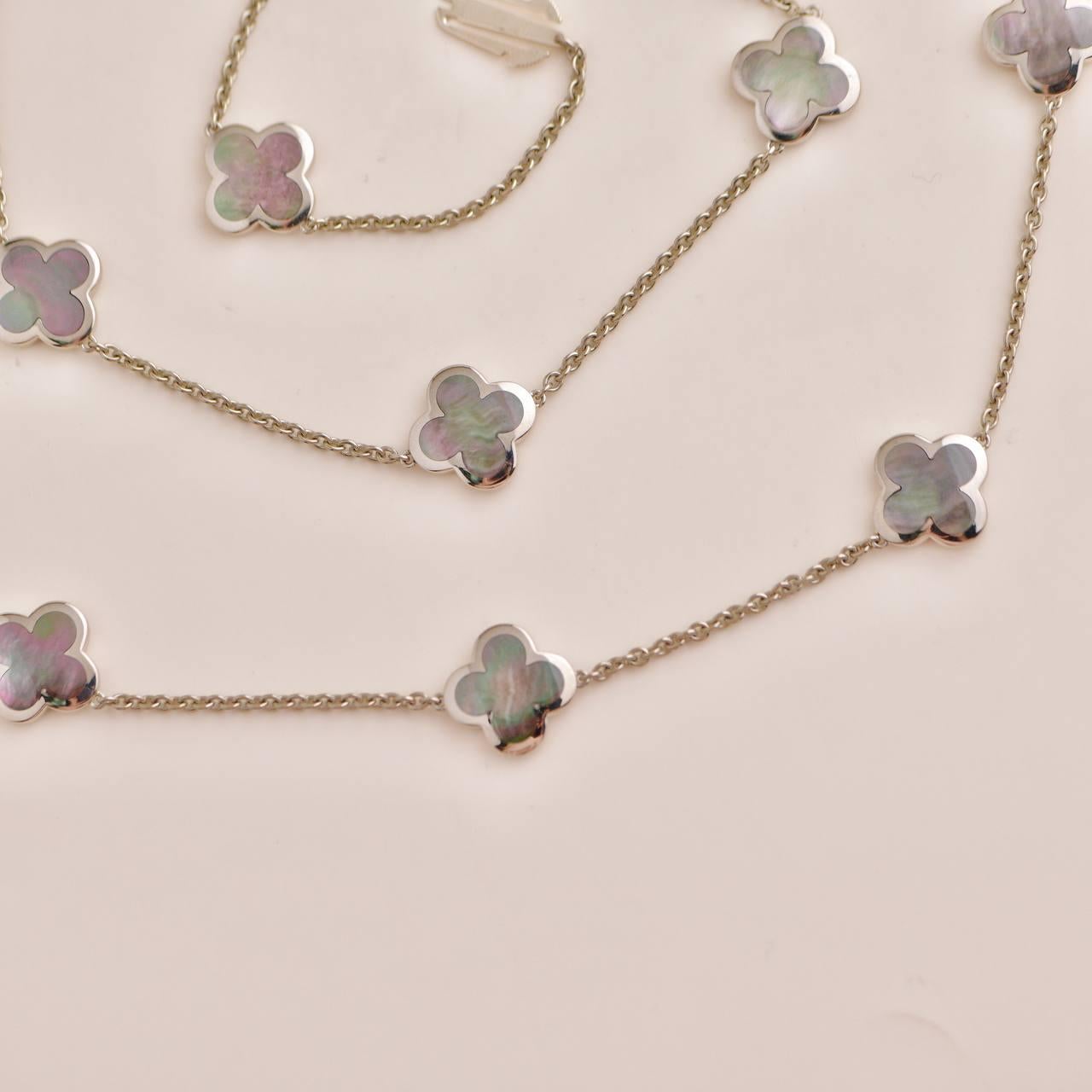 Van Cleef & Arpels Pure Alhambra Mother-of-Pearl White Gold Pendant Necklace 1