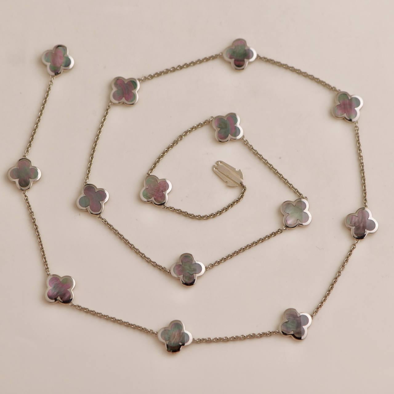 Van Cleef & Arpels Pure Alhambra Mother-of-Pearl White Gold Pendant Necklace 2