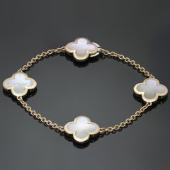 VAN CLEEF & ARPELS Pure Alhambra Mother-of-Pearl Yellow Gold 4 Motif Bracelet