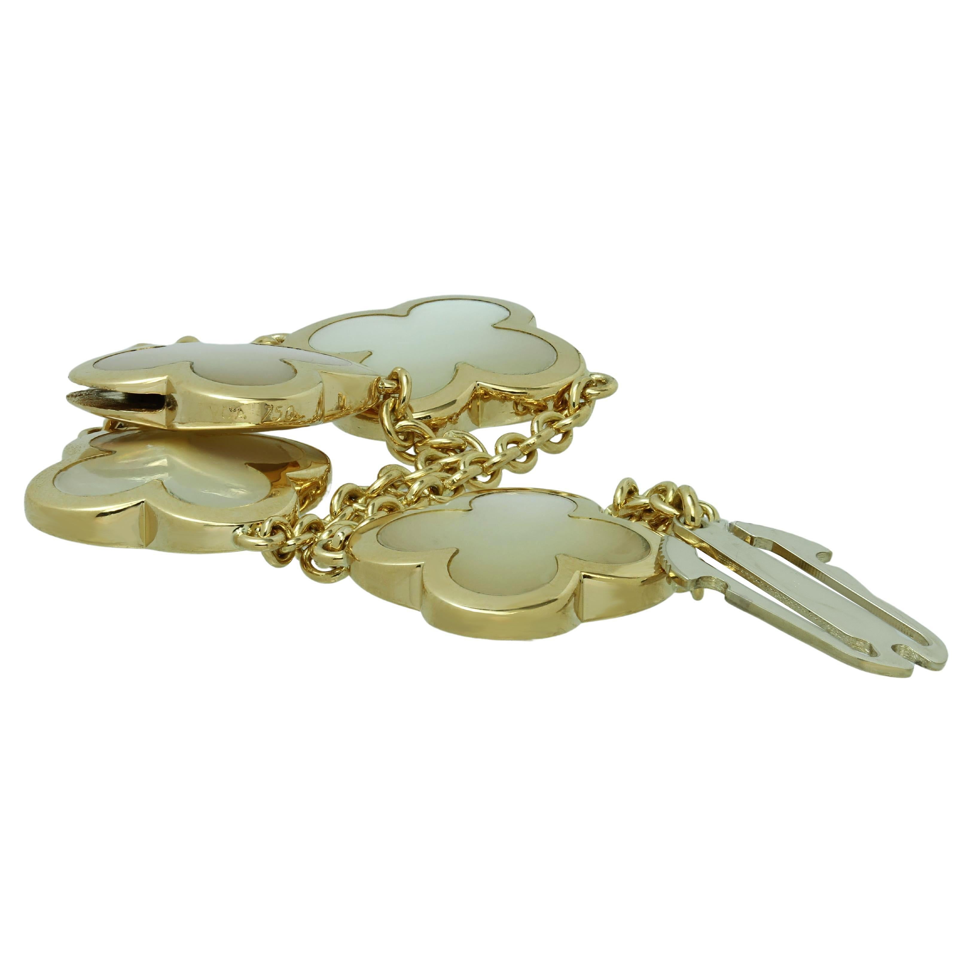 Women's VAN CLEEF & ARPELS Pure Alhambra Mother-of-Pearl Yellow Gold 4 Motif Bracelet