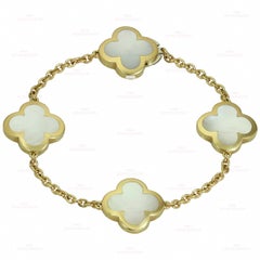 Van Cleef & Arpels Pure Alhambra Mother of Pearl Yellow Gold 4 Motif Bracelet