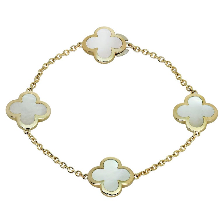Van Cleef & Arplel Mother of Pearl 5 Motifs Vintage Alhambra Bracelet, Pampillonia Jewelers