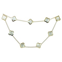 VAN CLEEF & ARPELS Pure Alhambra Mother-of-Pearl Yellow Gold 9 Motif Necklace