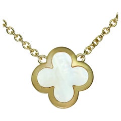 Antique Van Cleef & Arpels Pure Alhambra Mother-Of Pearl Yellow Gold Pendant Necklace