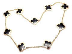Van Cleef & Arpels Pure Alhambra Neun Motive Schwarzer Onyx Halskette