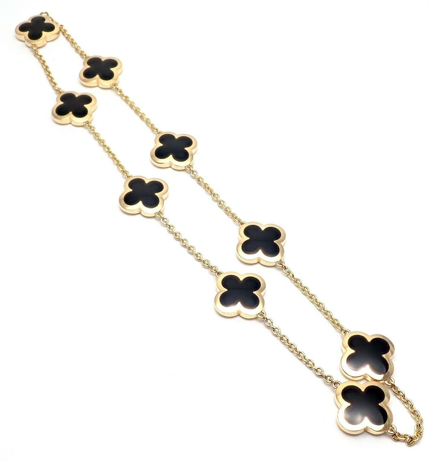 Women's or Men's Van Cleef & Arpels Pure Alhambra Nine Motifs Black Onyx Necklace