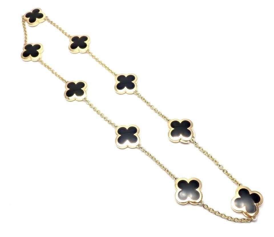Women's or Men's Van Cleef & Arpels Pure Alhambra Nine Motifs Black Onyx Necklace