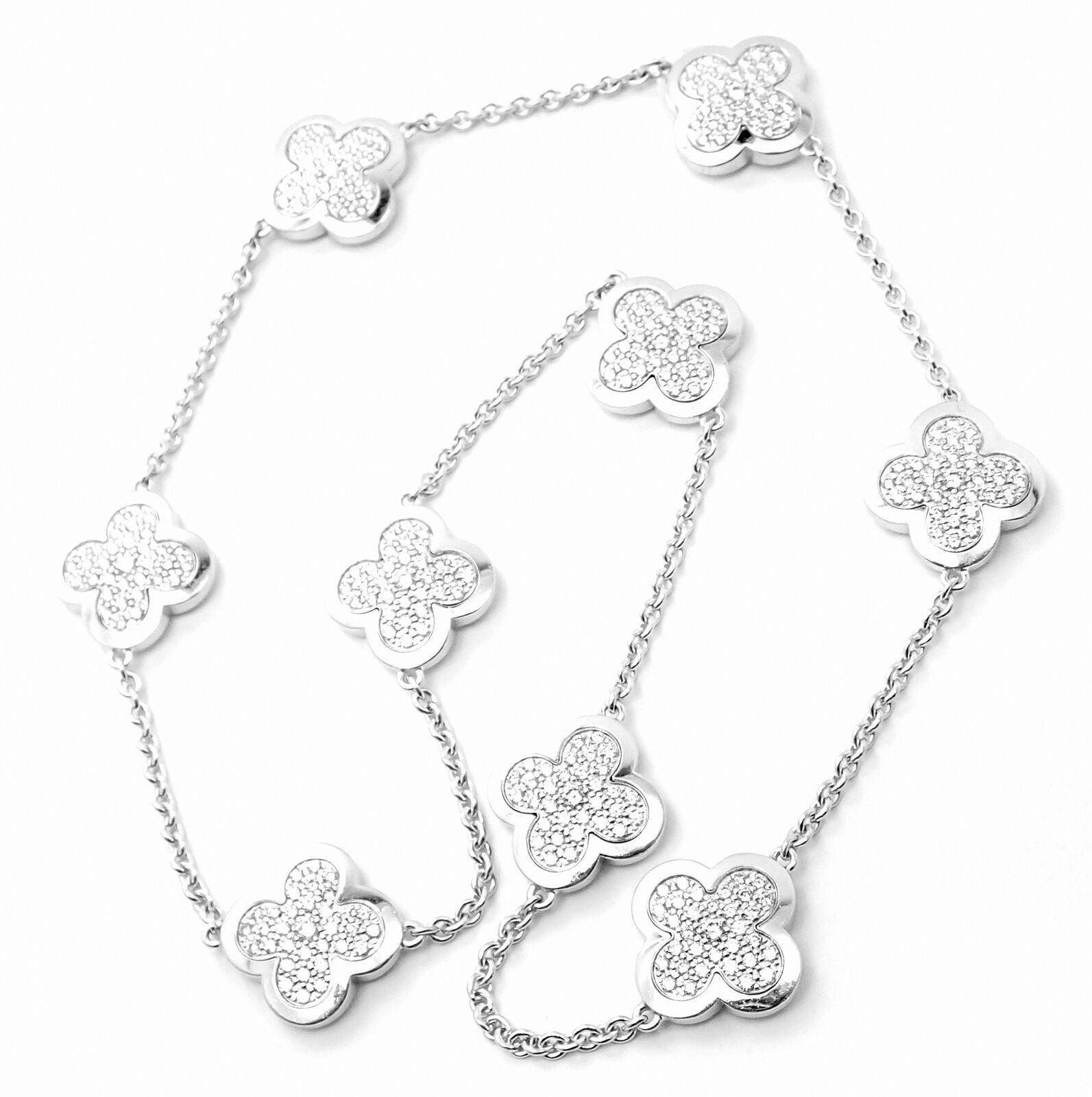 Brilliant Cut Van Cleef & Arpels Pure Alhambra Nine Motifs Diamond White Gold Necklace For Sale