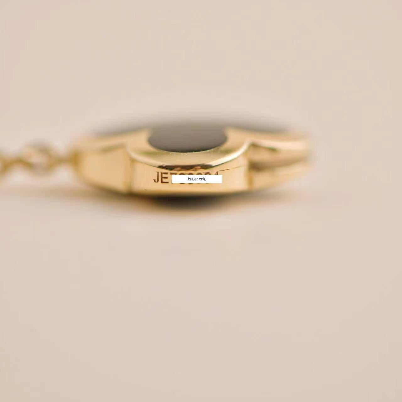Uncut Van Cleef & Arpels Pure Alhambra Onyx 4 Motif Yellow Gold Bracelet