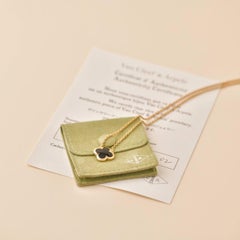 Van Cleef & Arpels Pure Alhambra Onyx Yellow Gold Pendant Necklace