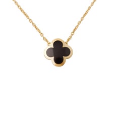 Van Cleef & Arpels Pure Alhambra Onyx Yellow Gold Pendant Necklace