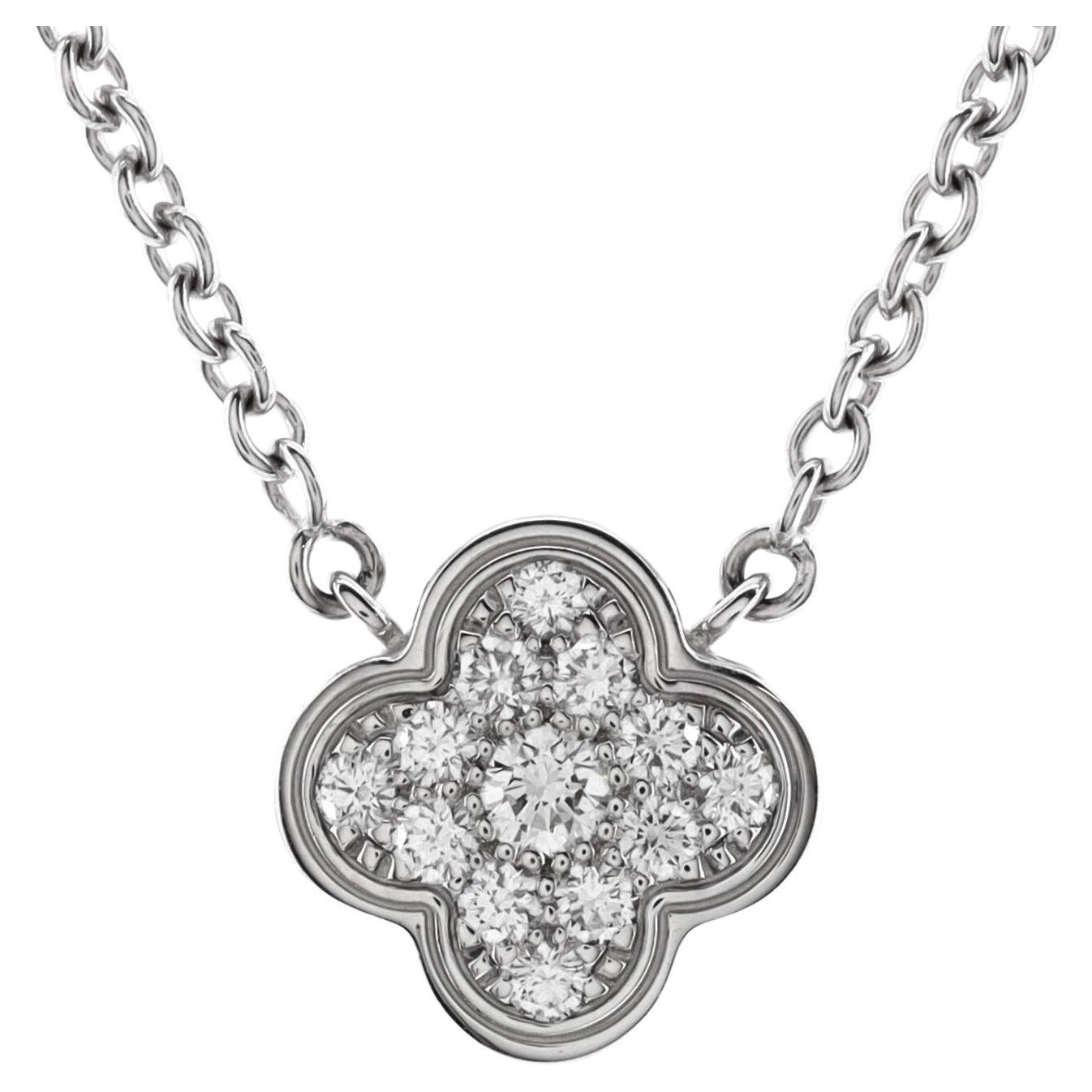 Van Cleef & Arpels Pure Alhambra Pendant Necklace 18K White Gold with Diamonds