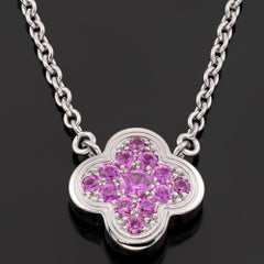 VAN CLEEF & ARPELS Pure Alhambra Pink Sapphire White Gold Small Pendant Necklace