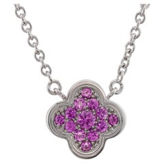 VAN CLEEF & ARPELS Pure Alhambra Pink Sapphire White Gold Small Pendant Necklace