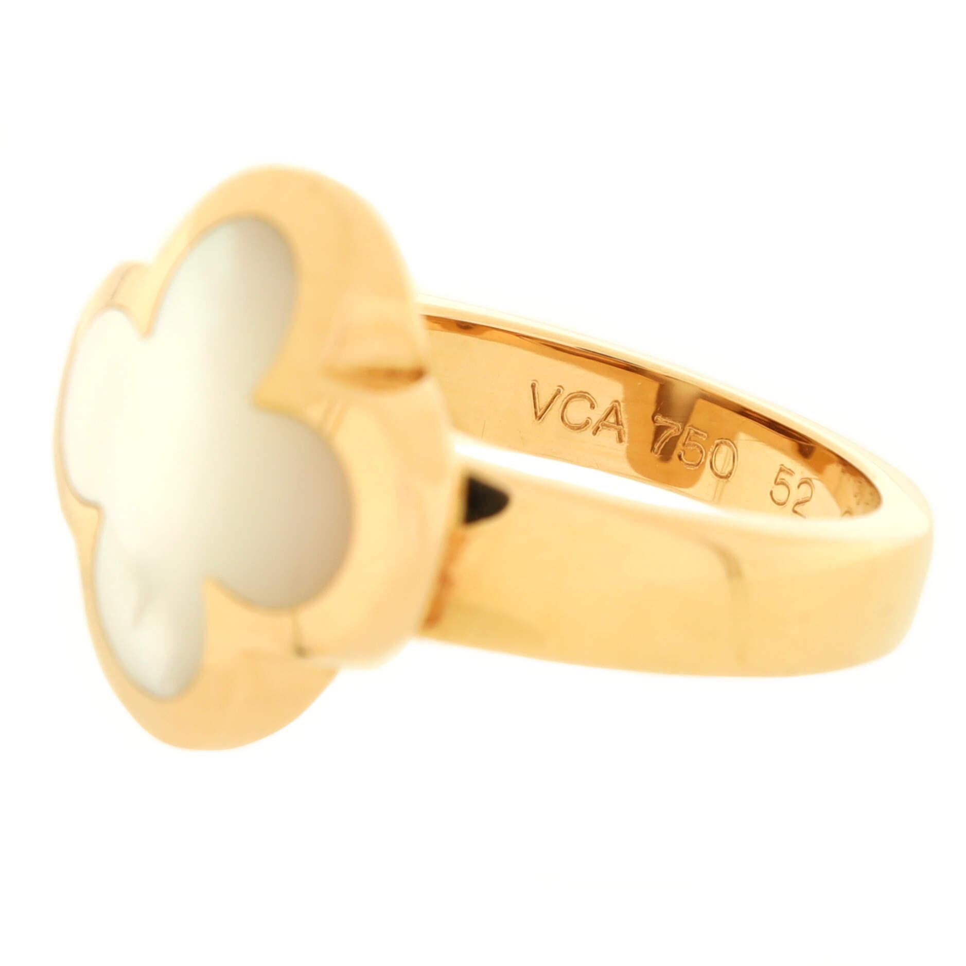 Women's or Men's Van Cleef & Arpels Pure Alhambra Ring 18K Yellow Gold and Mother of Pearl