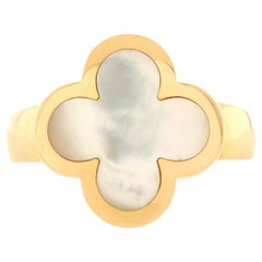 Van Cleef & Arpels Pure Alhambra Ring 18K Yellow Gold and Mother of Pearl