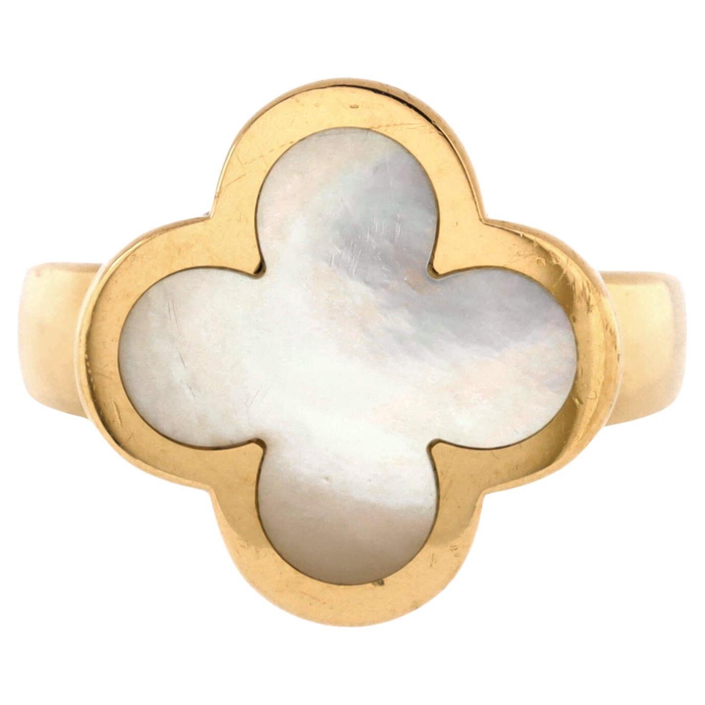 Van Cleef & Arpels Pure Alhambra Ring 18K Yellow Gold and Mother of Pearl For Sale