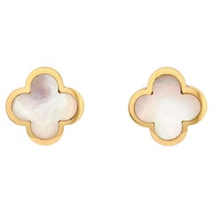 Van Cleef & Arpels Pure Alhambra Stud Earrings 18K Yellow Gold and Mother 