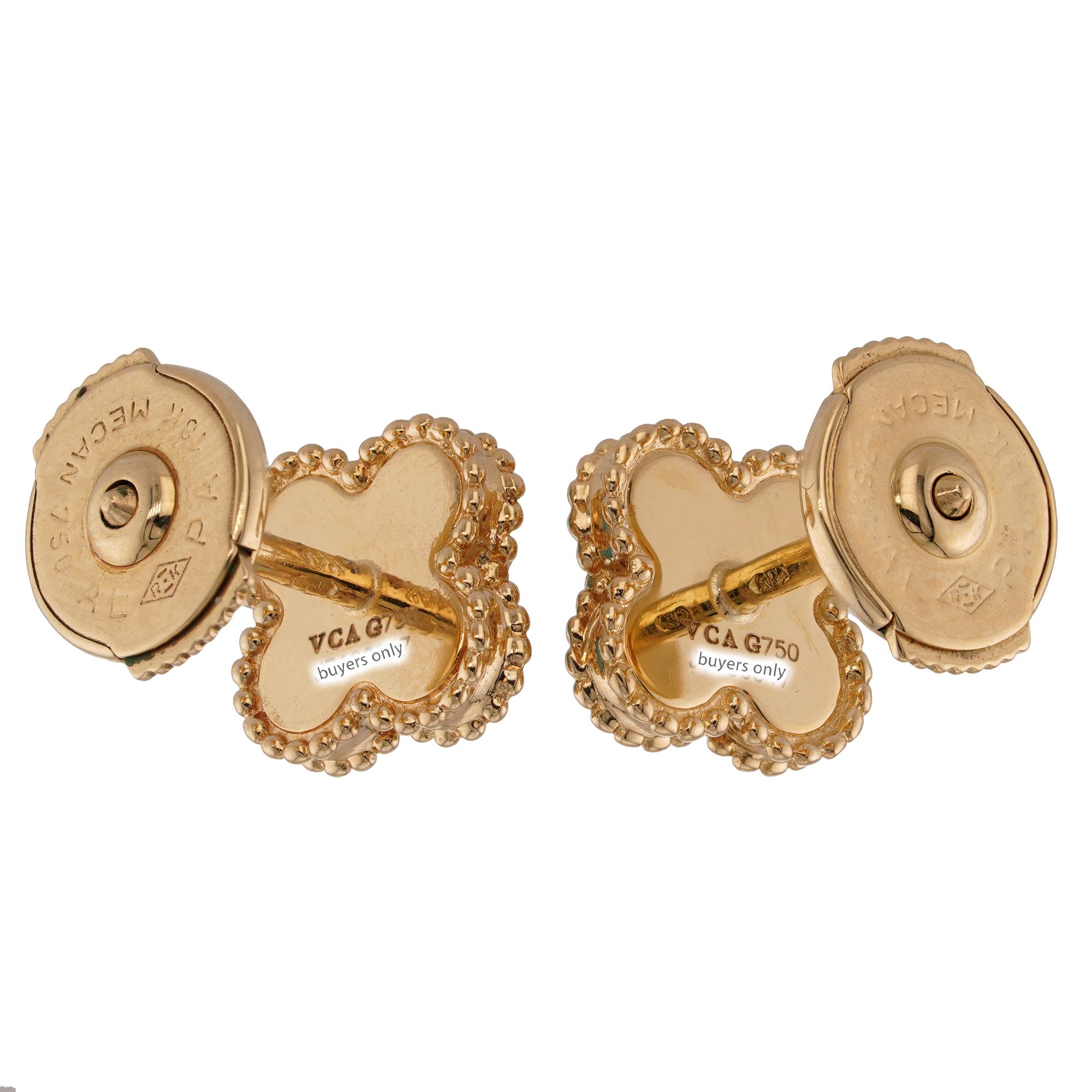 De las mujeres Pendientes de oro amarillo VAN CLEEF & ARPELS Pure Alhambra Turquesa en venta