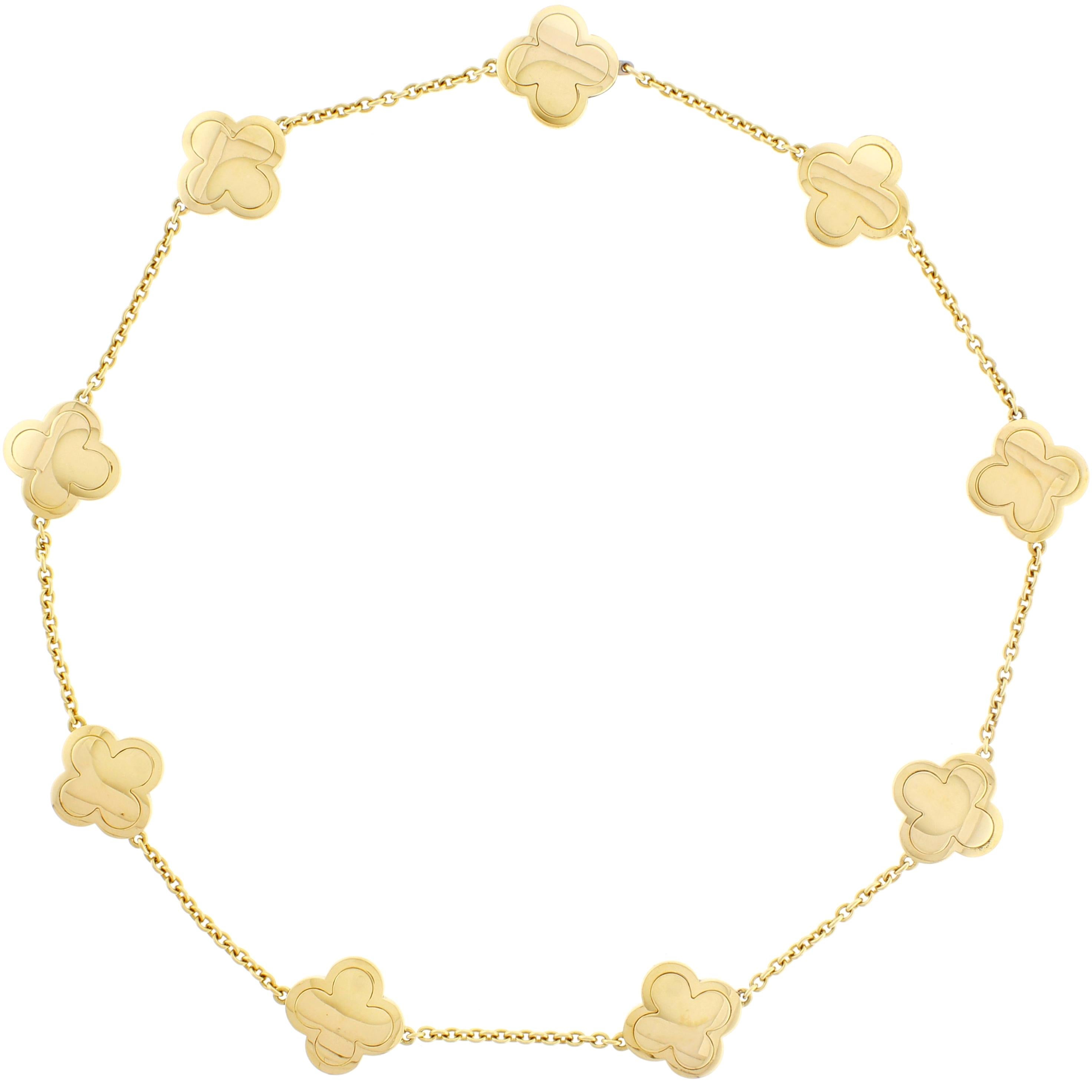 Van Cleef & Arpels Pure Alhambra Yellow Gold 9 Station  Necklace