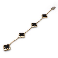 Van Cleef & Arpels Pure Alhambra Yellow Gold Onyx Bracelet