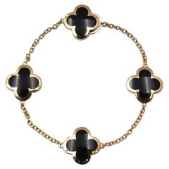 Van Cleef & Arpels Reines Alhambra Gelbgold Onyx-Armband