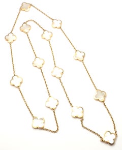 Van Cleef & Arpels Pure Mother of Pearl Alhambra Yellow Gold Necklace