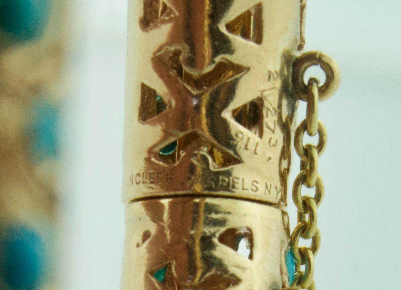 Bangle vintage in oro rosa e turchese misura Petite firmato VCA e numerato In condizioni ottime in vendita a Wailea, HI
