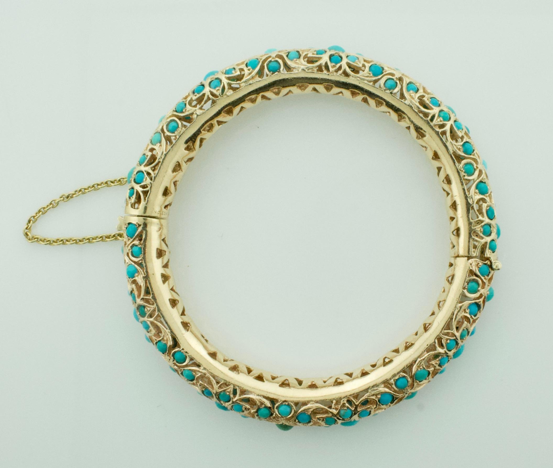 da uomo o donna Bangle vintage in oro rosa e turchese misura Petite firmato VCA e numerato in vendita