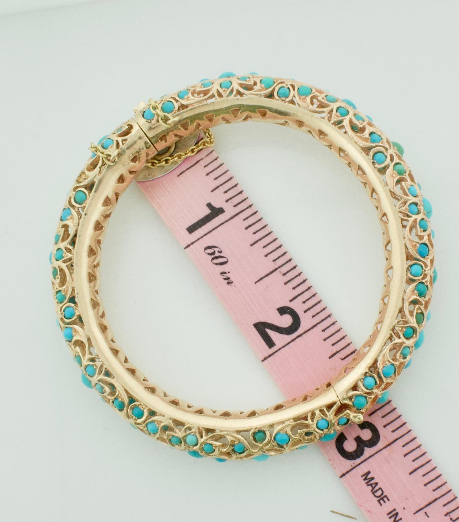 Bangle vintage in oro rosa e turchese misura Petite firmato VCA e numerato in vendita 4