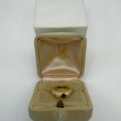 Van Cleef & Arpels Rare Vintage Square Cut Ruby & Diamond 18k Yellow Gold Ring