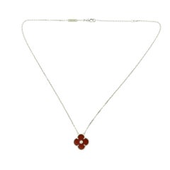 Van Cleef & Arpels Red Carnelian Limited Edition Diamond White Gold Necklace