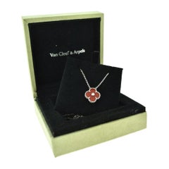 Van Cleef & Arpels Red Carnelian Limited Edition Diamond White Gold Necklace