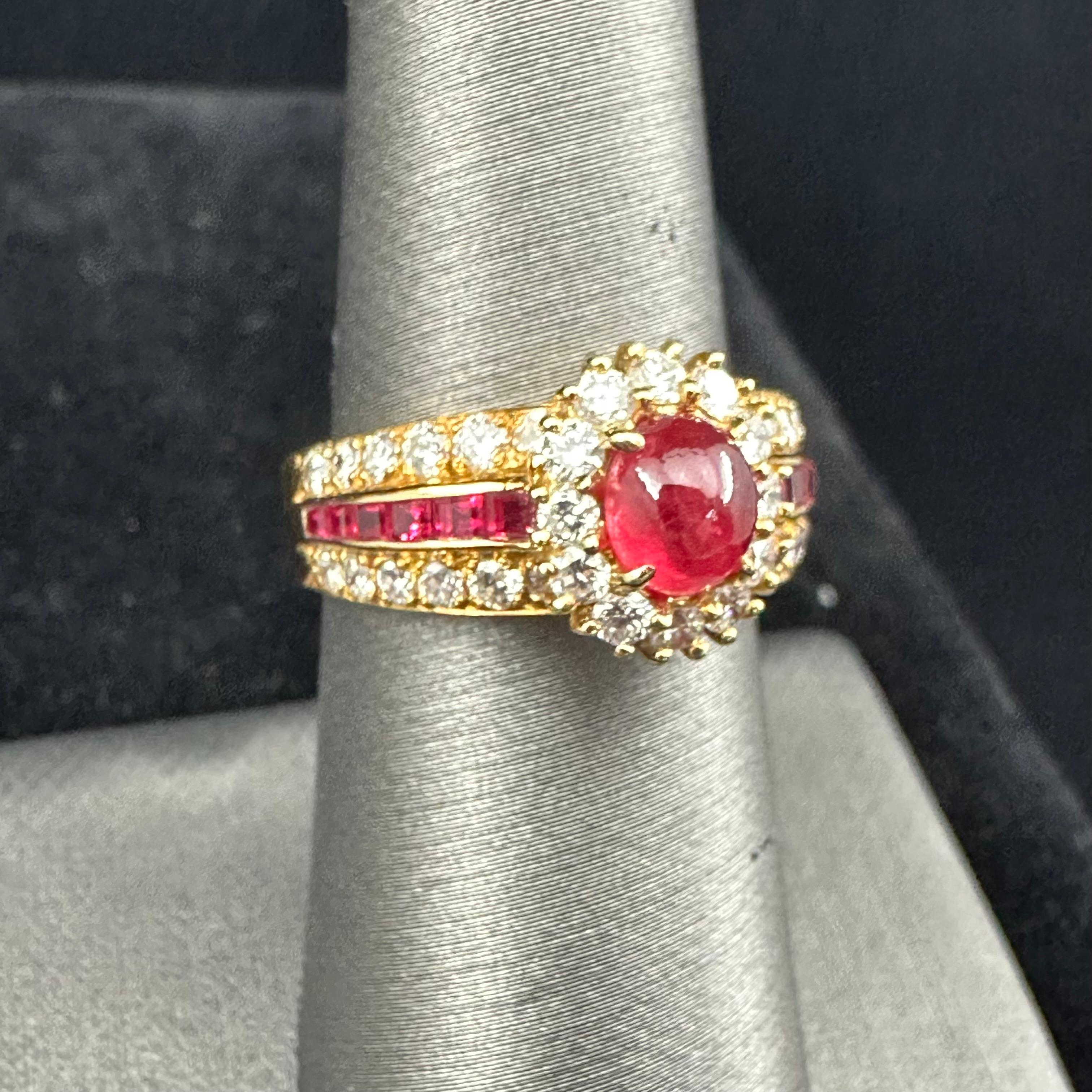 Brilliant Cut Van Cleef & Arpels Red Ruby & Diamond Ring  For Sale