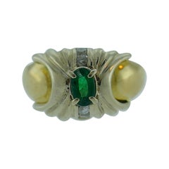 Van Cleef & Arpels Retro 14k Two Tone Gold, Diamond & Emerald Ring Sothebys