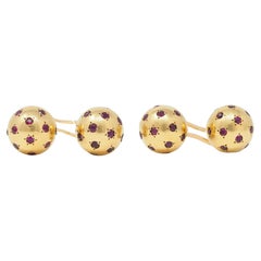 Van Cleef & Arpels Boutons de manchette sphériques rétro en or 18 carats avec rubis 2,20 carats poids total