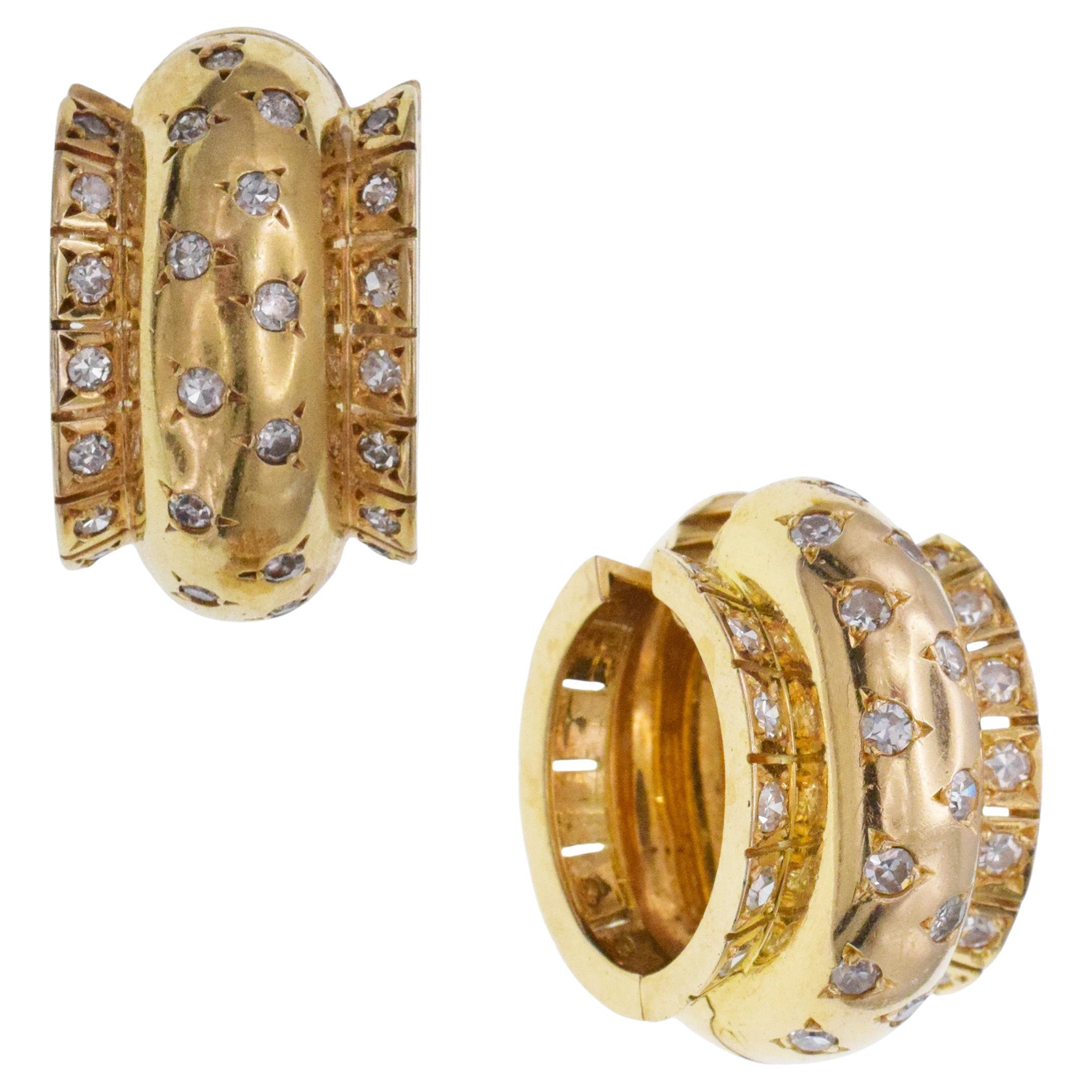 Round Cut Van Cleef & Arpels Retro Diamond Earrings For Sale