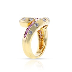Van Cleef & Arpels Retro Pink Sapphire and Diamond Swirl Ring, 18k