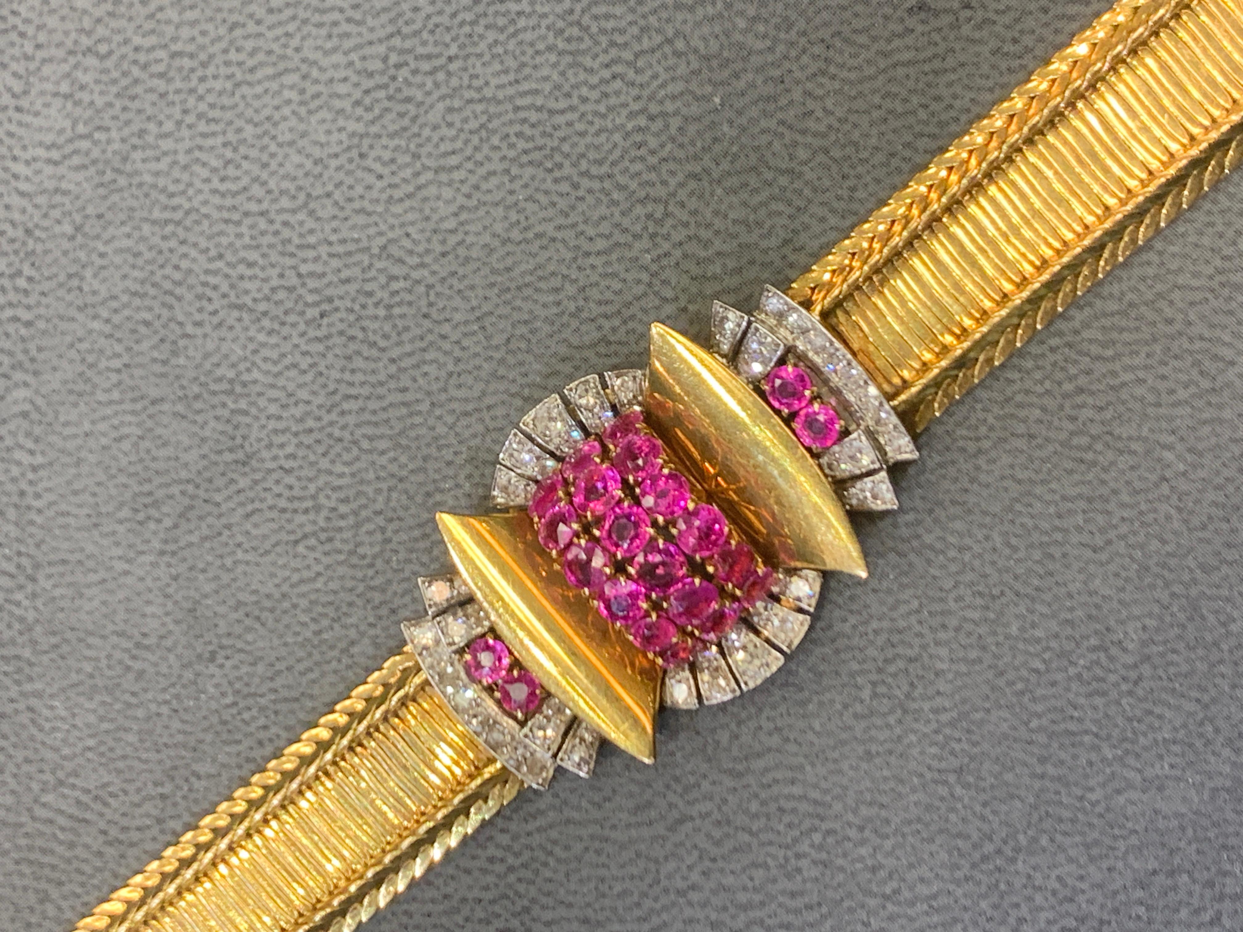 Van Cleef & Arpels Retro-Armband mit Rubin und Diamanten 5