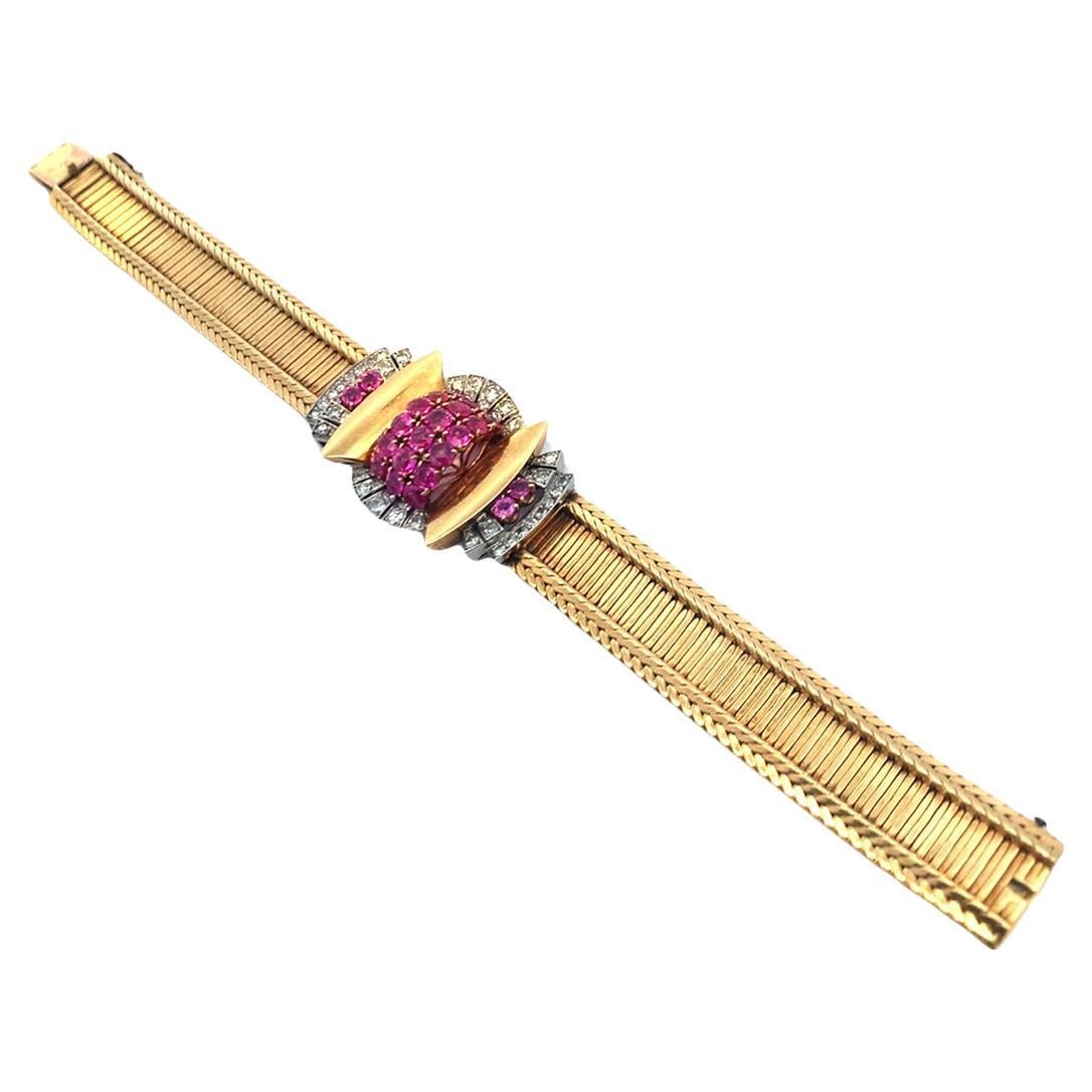 Van Cleef & Arpels Retro-Armband mit Rubin und Diamanten im Zustand „Hervorragend“ in New York, NY