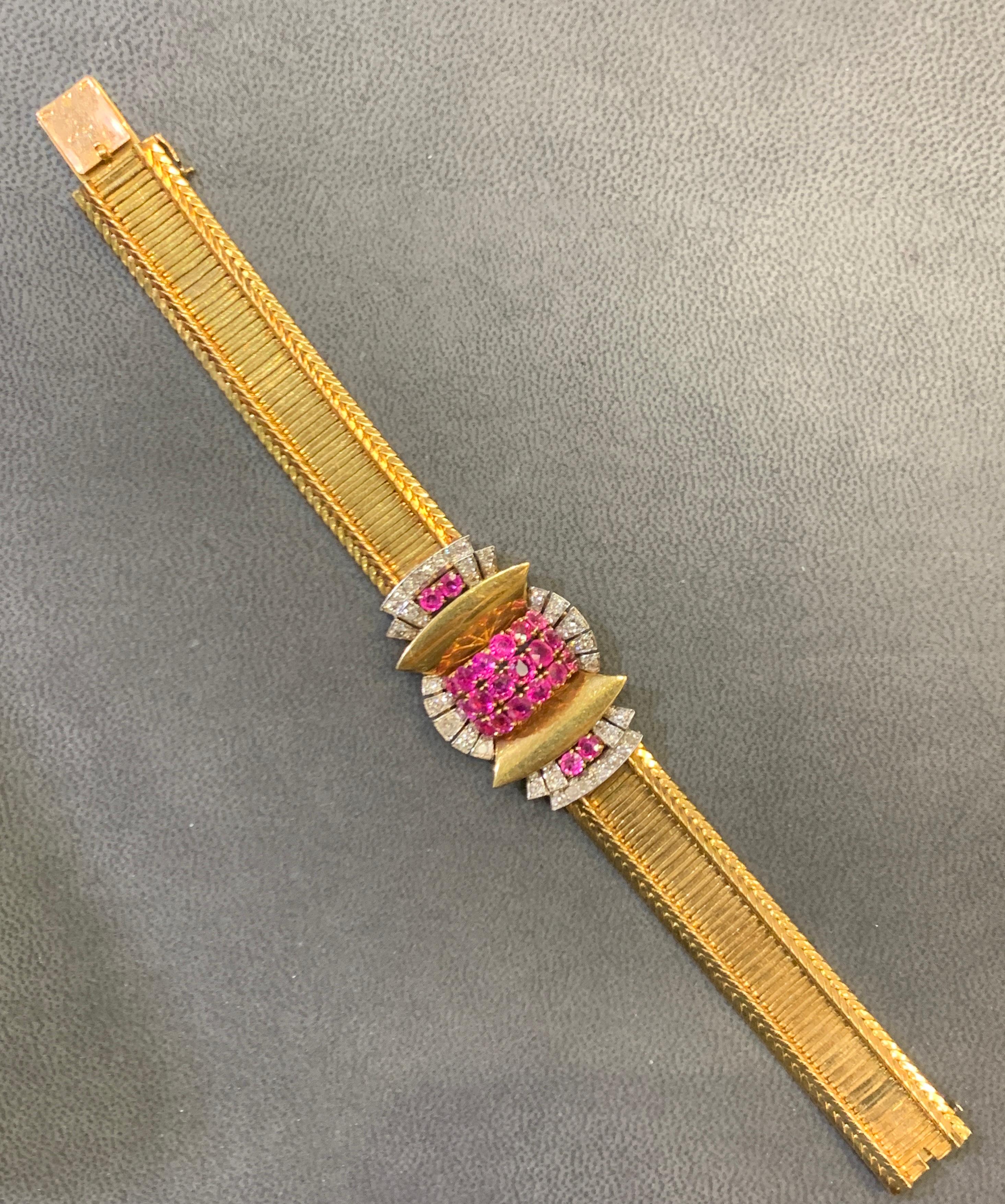 Van Cleef & Arpels Retro-Armband mit Rubin und Diamanten Damen