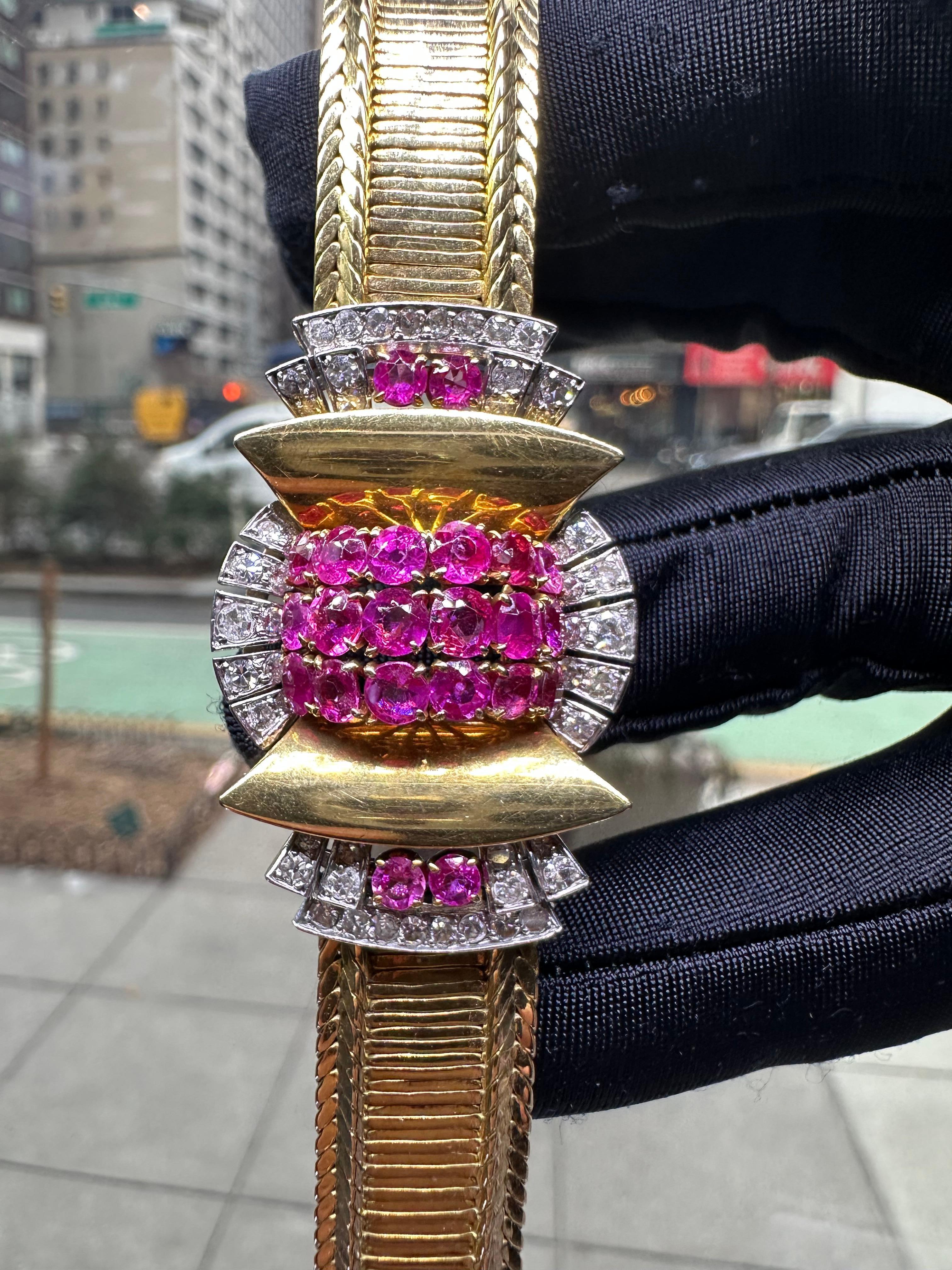 Van Cleef & Arpels Retro-Armband mit Rubin und Diamanten 1